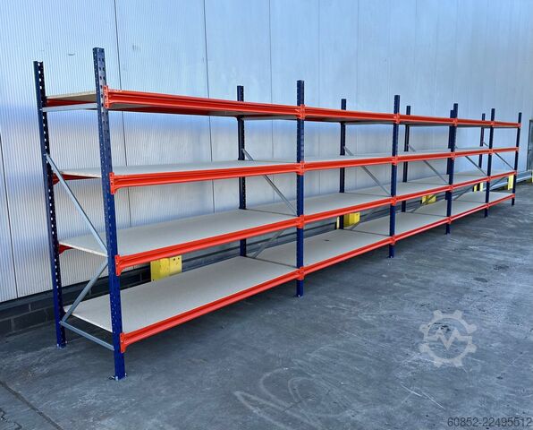 Breedvak opslagsstelling ca. 9,56 lfm. Weitspannregale H: 200 cm T: 80 cm , 400 kg Fachlast , 4 Ebenen
