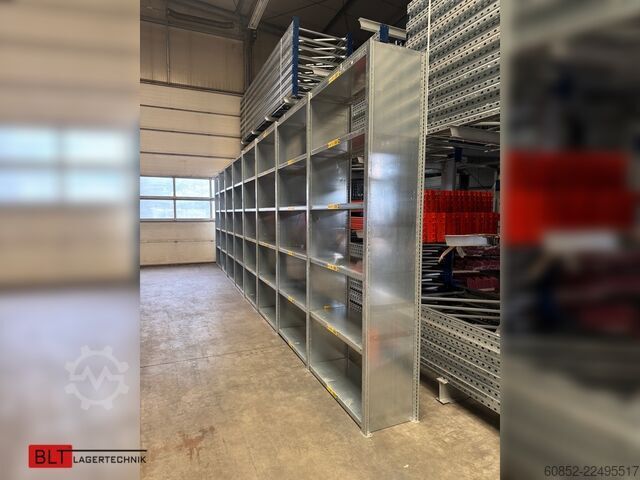 Modulaire plank ca. 8,06 lfm. Fachbodenregale META Clip, H: 250 cm , T: 40 cm , 100 kg pro Ebene