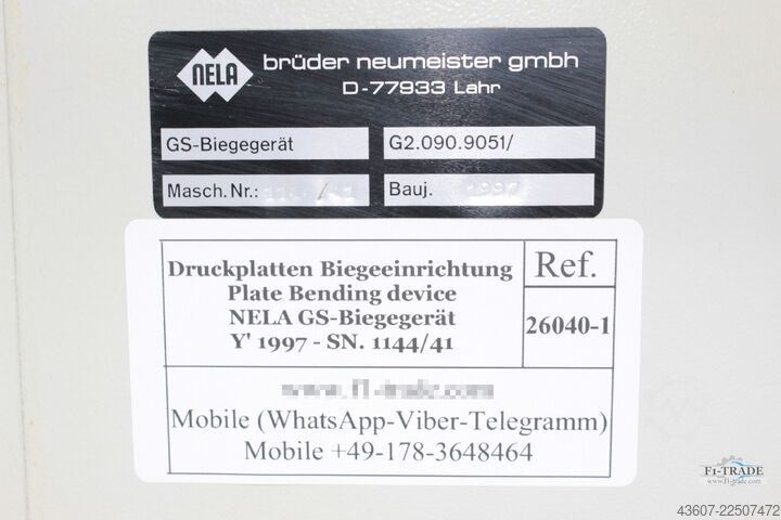 Dispozitiv de îndoire plăci tipografice NELA GS-Biegegerät
