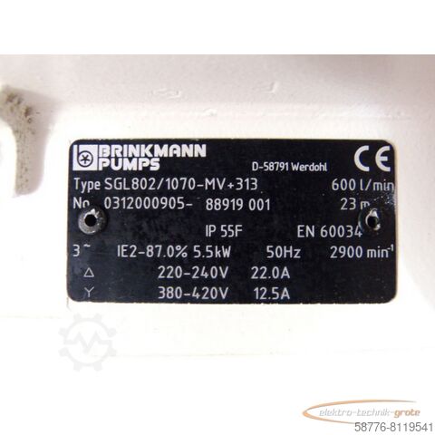 Brinkmann motor Brinkmann SGL802/1070-MV+313 Tauchpumpe