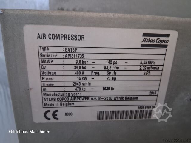 Compresseur à vis Atlas Copco GA 15P