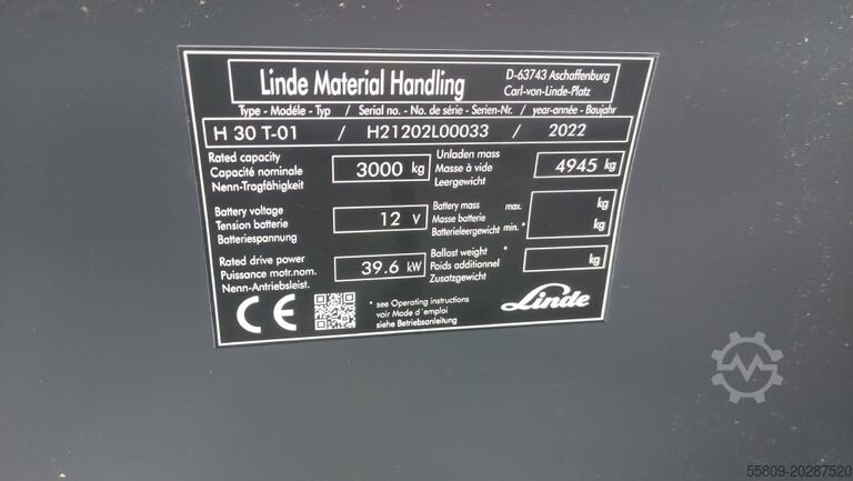 Treibgasstapler Linde H30-T01 // Baujahr 2022 // 3,2 Betriebsstunden //
