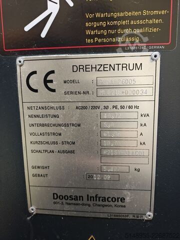 Centro de torneado y fresado CNC Doosan Puma 2600S