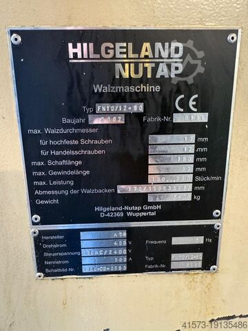 Rolo de rosca de mandíbula plana HILGELAND FN10/12-80