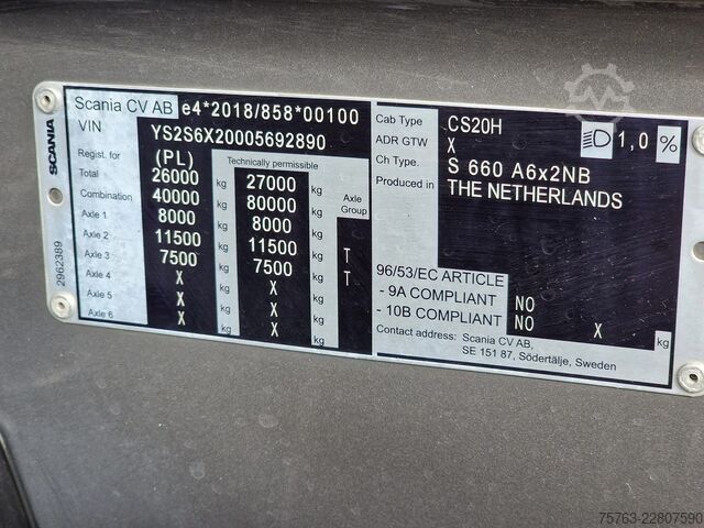 Standard-SZM Scania 660S V8 NGS Highline 6x2 - Retarder - Full air ...