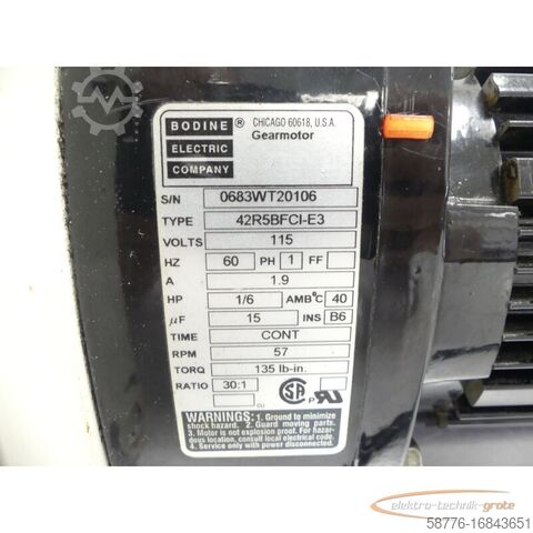 Motor  Bodine 42R5BFCI-E3 Getriebemotor SN: 0683WT20106