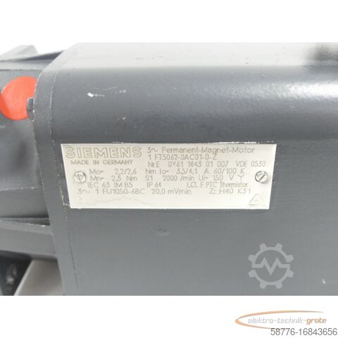 Siemens motor Siemens 1FT5062-0AC01-0 - Z Permanent-Magnet-Motor SN:E0Y61184301007