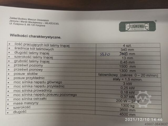 FERĂSTRĂU CU BANDĂ PENTRU BLOC PUR LIGNUMA MS 2000 PION