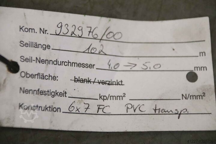 Drahtseil Ø4 mm 102 m Stahl 6x7 FC PVC transp.