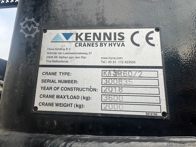 Laadplatform KWB + KENNIS 13RL/60-2 KRAAN + ROTATOR + ALU BORDEN