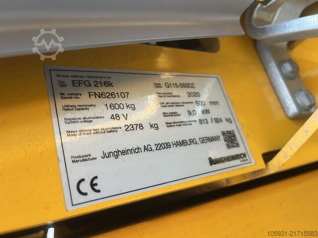 Elektro 3 Rad-Stapler Jungheinrich EFG216k