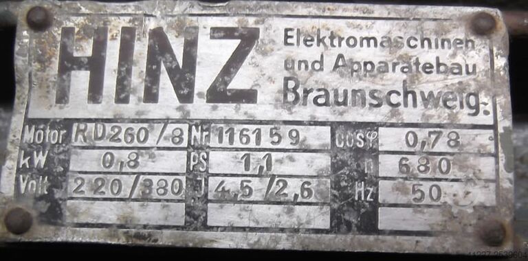 Elektromotor 0,8 kW 680 U/min Hinz RD260/8