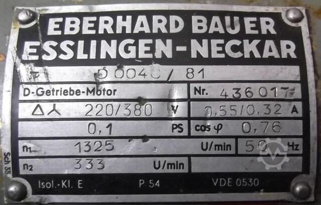 Gear motor 0.1 kW 333 rpm Bauer D0040/81