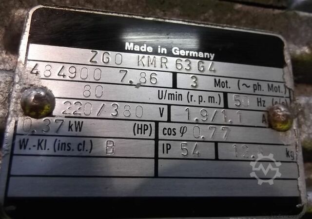 Getriebemotor 0,37 kW 80 U/min VEM ZG0KMR63G4