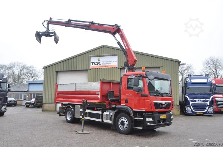 Ribaltabile con gru MAN TGM 18.250 2-SIDE KIPPER HIAB CRANE COMPRESSO...