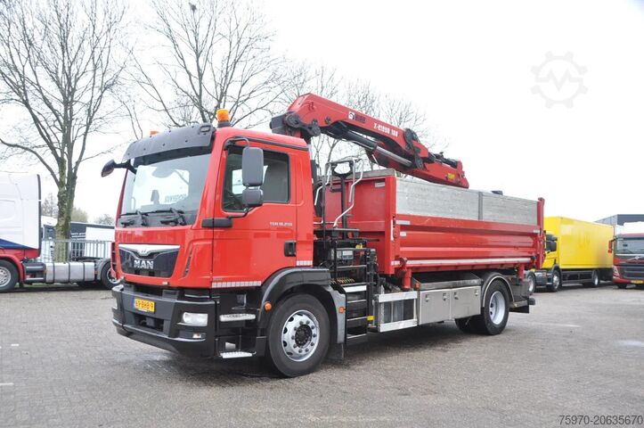 Ribaltabile con gru MAN TGM 18.250 2-SIDE KIPPER HIAB CRANE COMPRESSO...