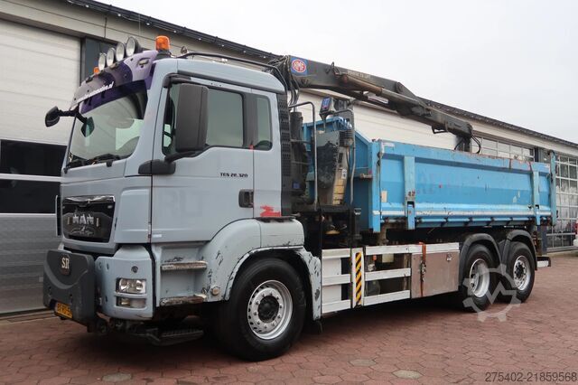 Darus billenőplatós teherautó MAN TGS 26.320 6X2-4/ HMF 1643 Z CRANE/