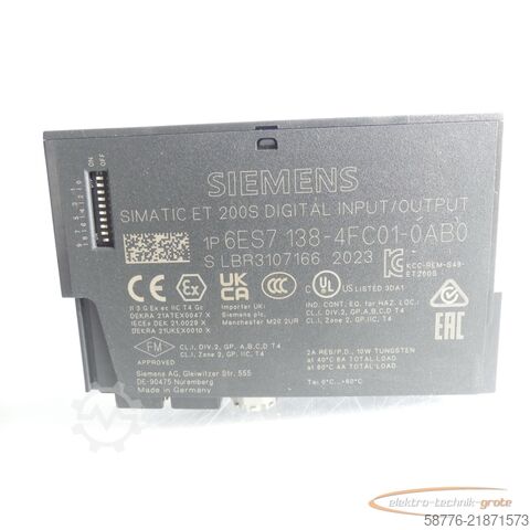 Komponent Siemens Simatic 6ES7138-4FC01-0AB0 PROFIsafe SN: LBR3107166 E-Stand: 4 -neu -