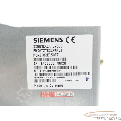 Στοιχείο Siemens SINUMERIK 6FC3988-7AH20 Monitor Version: B SN: T-MN2072519