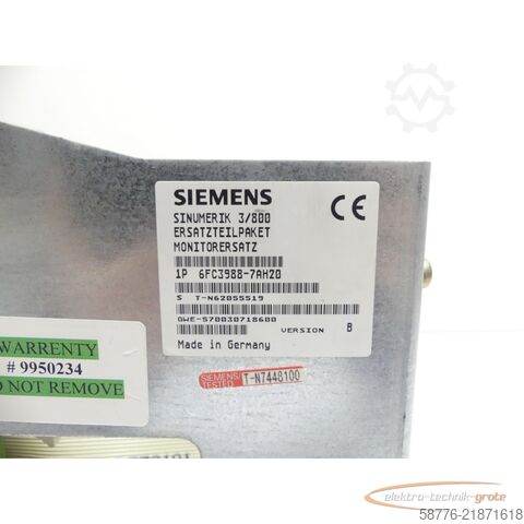 Bileşen Siemens SINUMERIK 6FC3988-7AH20 Monitor Version: B SN: T-N62055519