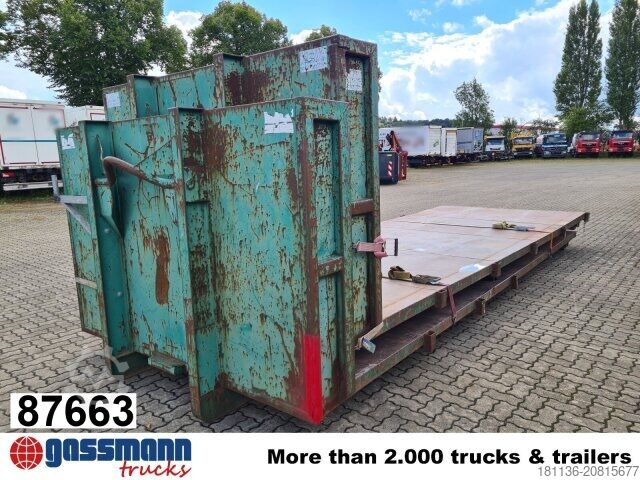 Krogcontainer Abrollplattform mit Stirnwand