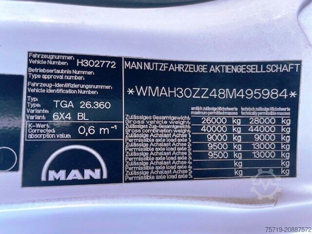Vacuum tank truck MAN 26.360 6x4 TGA Saugwagen Kanal Müller 13cbm