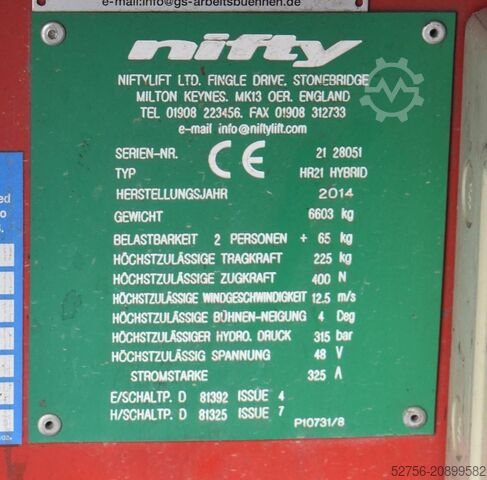 Przegubowa teleskopowa platforma robocza Niftylift BS2191-HR21