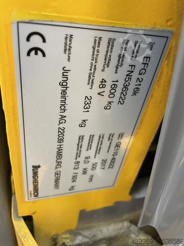 Elektrische vorkheftruck 3 wielen Jungheinrich Elektrostapler EFG 216 K