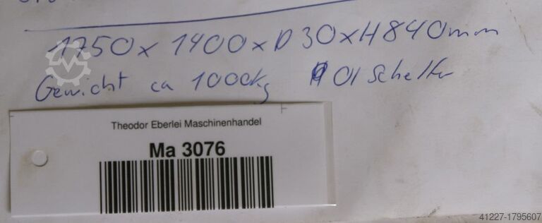 Clamping plate Stahl Abmessungen 1750/1400/H840 mm