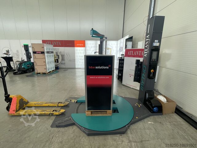 Stretch Wrapper Draaitafel Stretchen ATLANTA mit. Autom. Folienanlegen und FB MYTHO S mit Arya Mast 2400 mm 200% PreSt