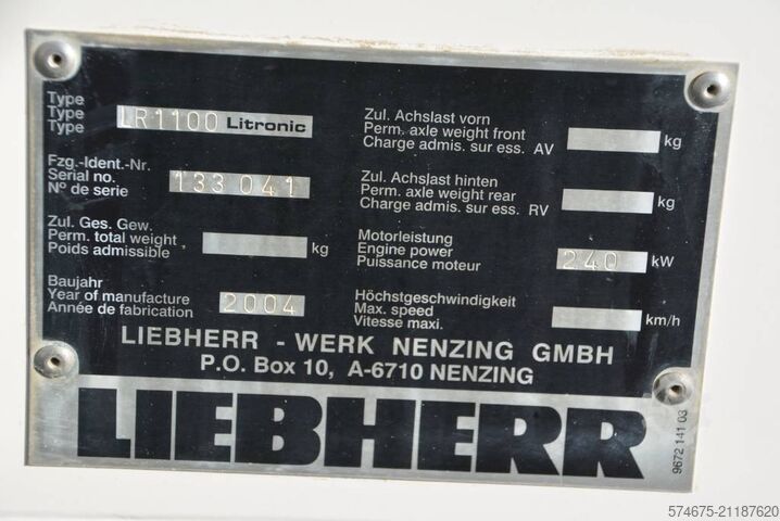 Mobile crane Liebherr LR 1100