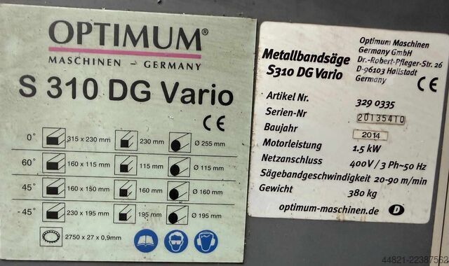 Pásová pila OPTIMUM Opti S 310 DG Vario