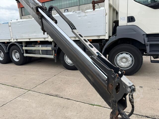 Vrachtauto met open laadbak RENAULT KERAX 460 * PRITSCHE * HMF KRAN 10,2N M *8 X 4*