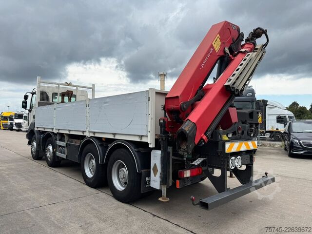 Vrachtauto met open laadbak RENAULT KERAX 460 * PRITSCHE * HMF KRAN 10,2N M *8 X 4*