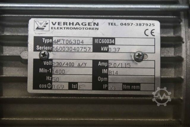 Elektromotor 0,37 kW 1400 omw/min Verhagen 4P.T063D4