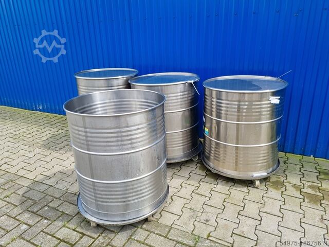 Vatcontainer van roestvrij staal op wielen