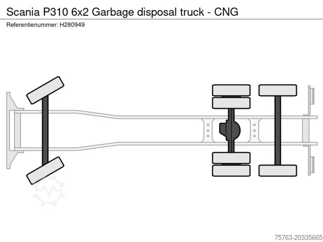 Vuilniswagen Scania P310 6x2 Garbage disposal truck - CNG