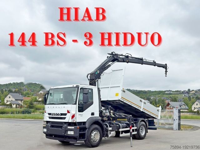 Billenő teherautó IVECO STRALIS 330 *HIAB 144 BS-3 HIDUO* TOPZUSTAND