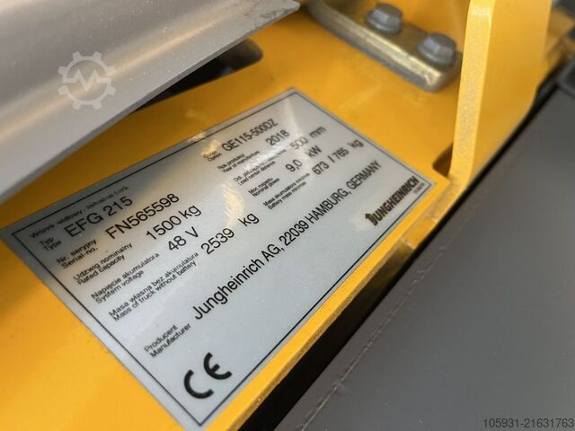 Electric 3-wheel forklift Jungheinrich EFG216