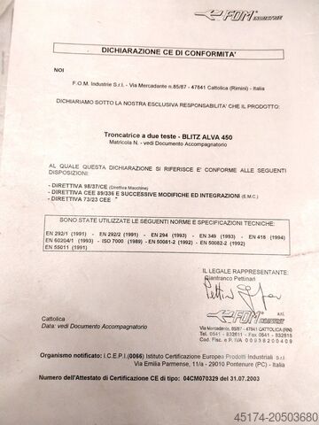 Dubbele afkortzaag FOM INDUSTRIE BLITZ ALVA 450