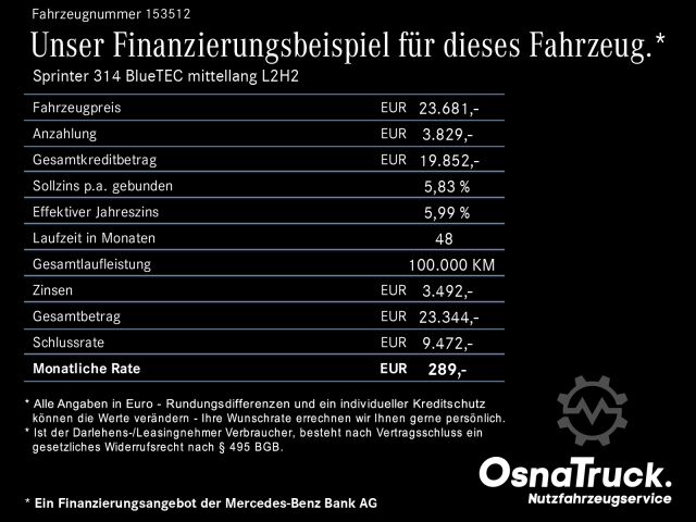 Fourgon tôlé Mercedes-Benz Sprinter 314 BT mittellang L2H2 WerkstatteinrichBC