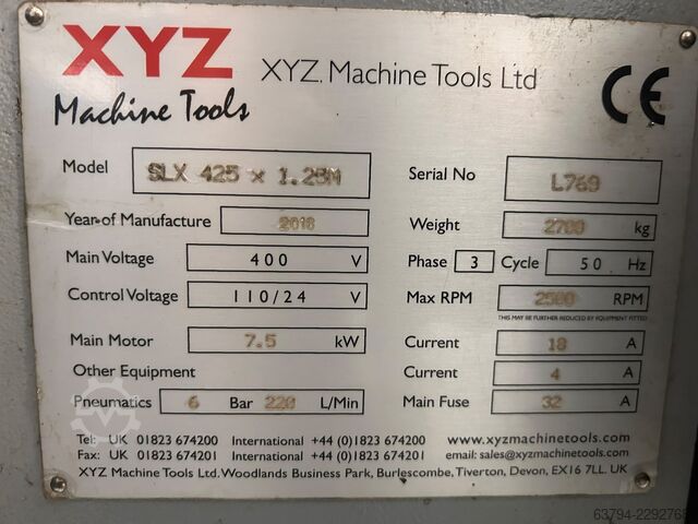 τόρνος CNC XYZ Machine Tools SLX 425 x 1.25m CNC Lathe