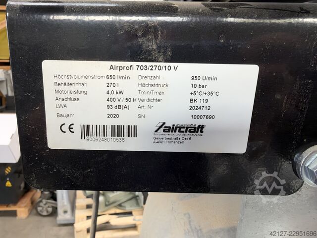 Compressor de pistão vertical Aircraft Airprofi 703/270/10 V