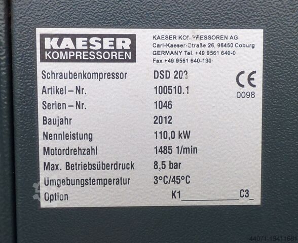 Compresor de tornillo DSD202 Kaeser DSD202