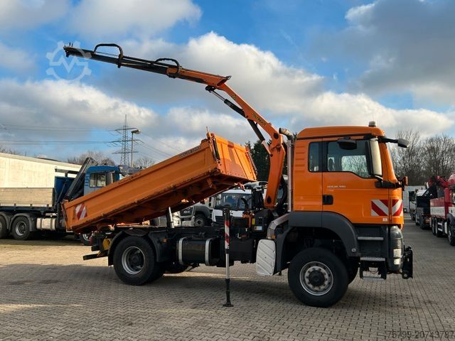 Three-sided tipper truck MAN 18.320 3Skipper + PK 7001K + Greifer 4x4