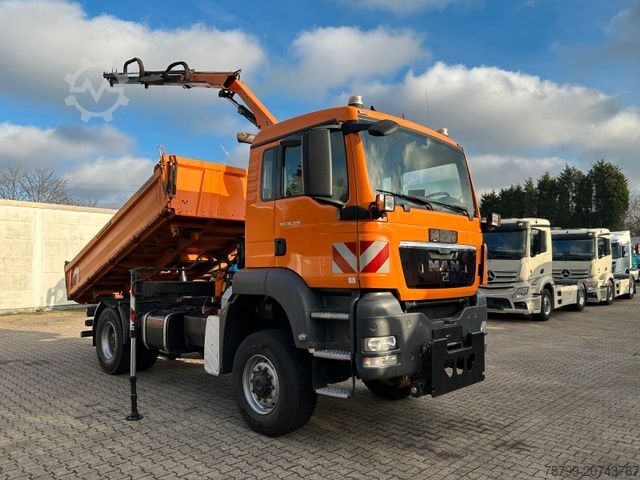 Three-sided tipper truck MAN 18.320 3Skipper + PK 7001K + Greifer 4x4