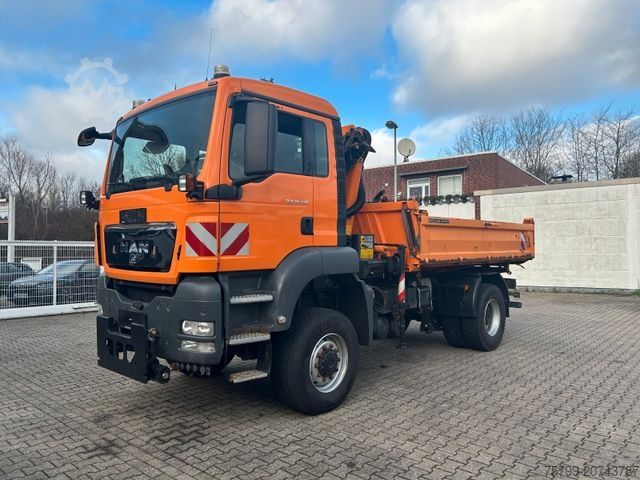 Three-sided tipper truck MAN 18.320 3Skipper + PK 7001K + Greifer 4x4