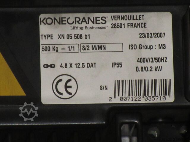 Paranco a catena per gru girevole a parete Kone Vetter PW Drehkran Hallenkran Kran Wandschwenkkran L 5m NL 500Kg Kettenzug
