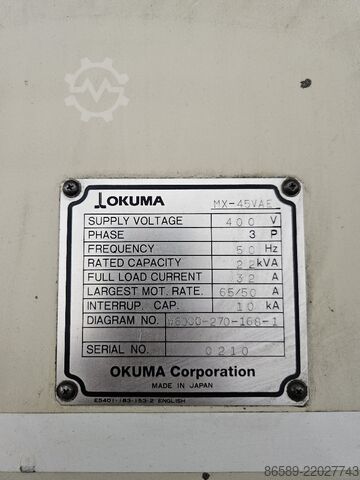 Verticale bewerkingscentrum Okuma Mx45VAE
