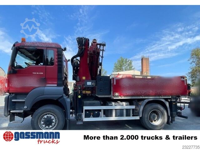 Düz kasa kamyon MAN TGS 18.420 4x4 BB, MKG HLK 341-6 Kran Funk
